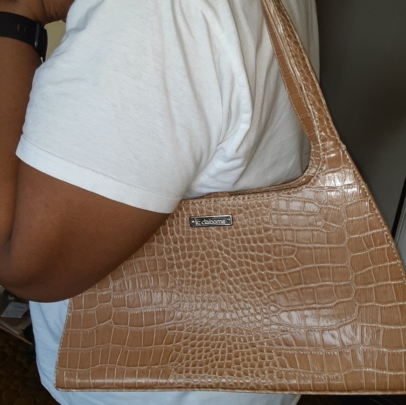 VINTAGE LIZ CLAIBORNE nude faux alligator purse - Picture 10 of 10